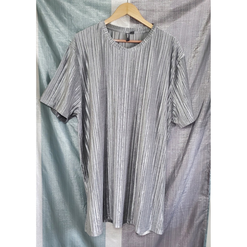 ASOS Curve Silver Metallic Ribbed Tunic Top Long Plus Size‎ 5XL Whimsigoth Shiny